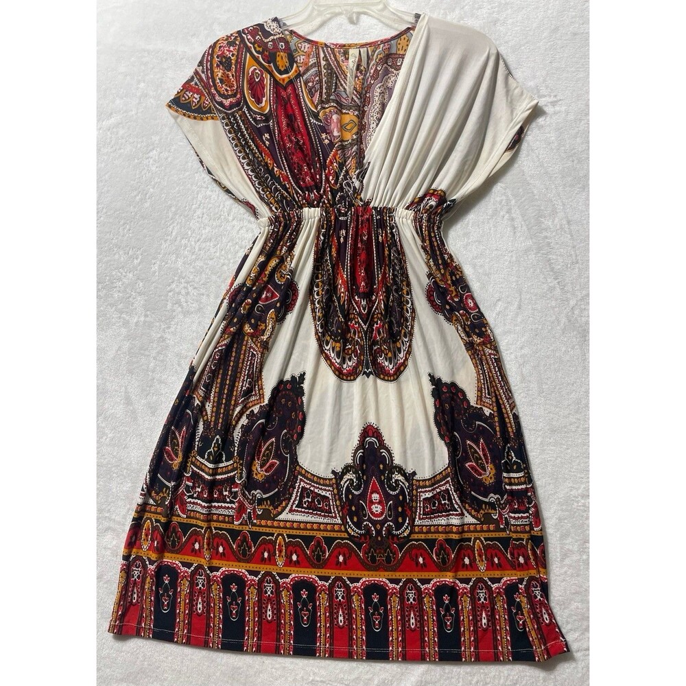 Cristinalove Boho Paisely V Neck Apron Dress Women’s Size S